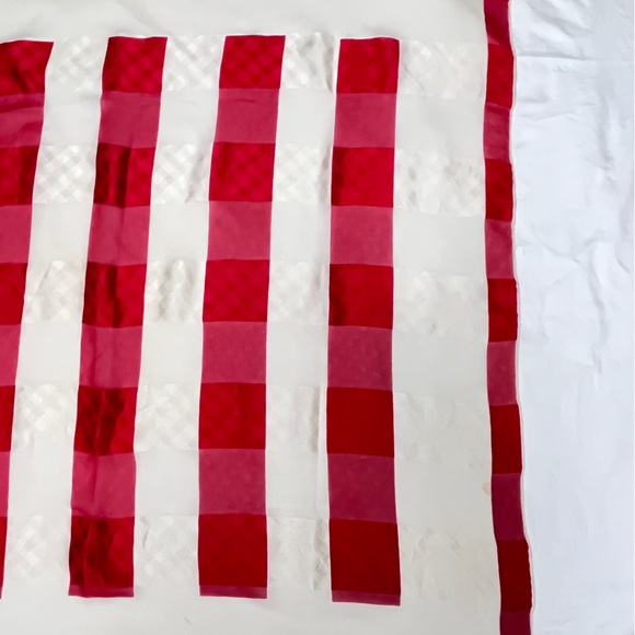 MANOLO BORROMEO Red And Cream Women’s Silk Scarf 33"/33" G.C - Picture 6 of 13